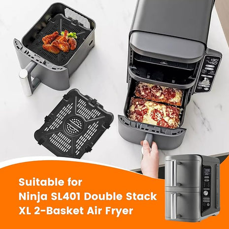 Air Fryer Replacement Tray for Ninja SL201 SL401 SL451 DoubleStack XL 2-Basket, 2 Packs Air Fryer Grill Plate Tray Accessories, Dishwasher Safe
