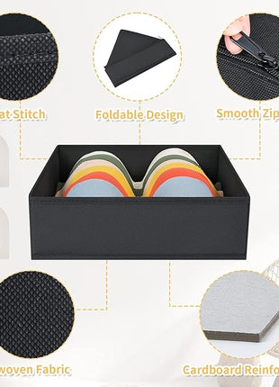 DIMJ Drawer Organizer Clothes 6 Pack - Foldable Baby & Nursery Organization Dresser Dividers for Bedroom, Closet - Black