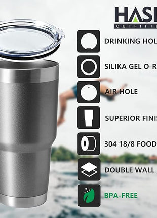 HASLE OUTFITTERS 30oz Stainless Steel Tumbler, Double Wall Vacuum Insulated Travel Mug Tumbler, Durable Insulated Coffee Mug, Gift Box Set (Grey, 1)