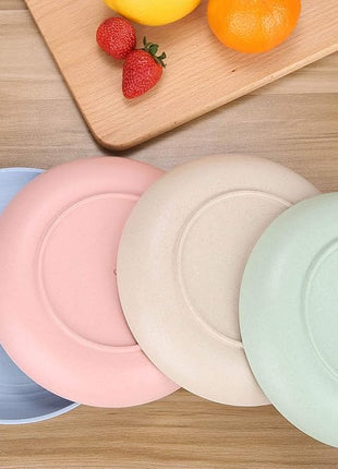 LuckyZone 10 Inches Unbreakable Wheat Straw Plates - Reusable Plate Set - Dishwasher & Microwave Safe - Perfect for Dinner Dishes - Healthy, BPA Free & Eco-Friendly (10 Inches)