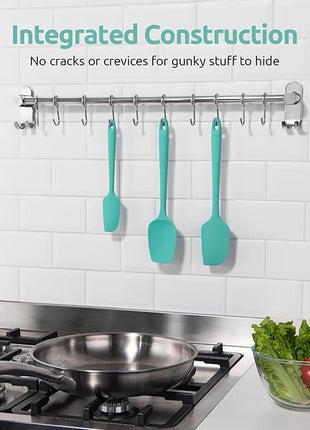 U-Taste Silicone Spatula Set, 600ºF High Heat Resistant, Seamless Food Grade Flexible Rubber Kitchen Cooking Mixing Baking Scraper for Nonstick Cookware Set of 3 (Aqua Sky)