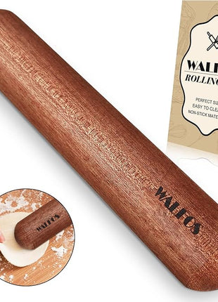 Walfos Mini Rolling Pin - Small Natural Wooden Rolling Pins, Baking Dough Roller for Pizza, Pie, Pasta, Bread, Pastry, No Coating (8inch)