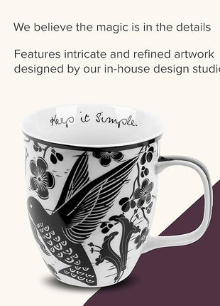 Karma Gifts 16 oz Black and White Boho Mug Hummingbird - Cute Coffee and Tea Mug - Ceramic Coffee Mugs for Women and Men, 1 Count (Pack of 1)