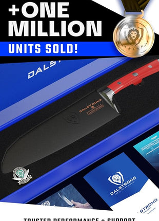 Dalstrong Santoku Knife - 7 inch - Gladiator Series - High Carbon German Steel - Crimson Red ABS Handle Kitchen Knife - Vegetable Knife - Sheath Included - Cooking Chef Knife - NSF Certified