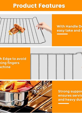 Replacement Air Fryer cooling rack for Cuisinart TOA-60 65 70 Air Fryer Convection Toaster Oven, 12.4''*11'' Air Fryer Stainless Steel Wire Rack Basket Tray Accessories Parts, Dishwasher Safes