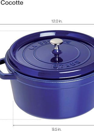 Staub Cast Iron 4-qt Round Cocotte - Dark Blue, Made in France
