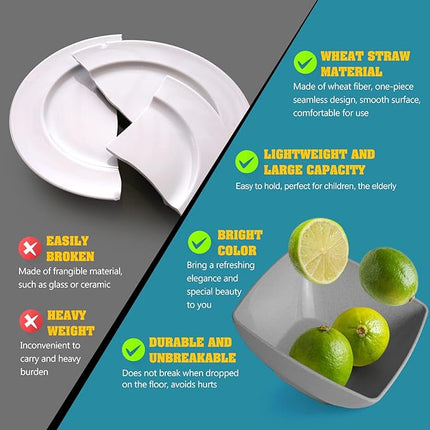 Teivio 24-piece Plastic Wheat Straw Square Dinnerware Sets,Service for 6, Unbreakable Dinner Plates, Salad Plates, Snack Bowls, Tumblers 20 oz, Dishwasher Safe, Outdoor Kitchen Dish Set, Grey