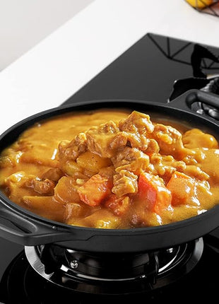 S·KITCHN Cast Aluminum Griddle Pan for Stovetop with Lid - Lighter than Cast Iron Skillet,Round Frying Pans Nonstick Grill Pan Dishwasher & Oven Safe,12IN