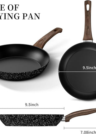 Frying Pan Nonstick - 9.5 Inch Frying Pan,Non Stick Skillet Egg Omelette Pan, Black Nonstick Non Toxic Cooking Pan,Oven Safe, Induction Compatible, PFOA Free