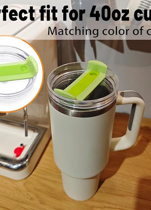 40 OZ Tumbler Lid Replacement Fit for Stanley Cup, 2 Pack Clear Replacement Lids Fit for Stanley Travel Tumbler, Spill Proof Tumbler Covers for Stanley Cup Accessories (Clear - Bright Lime)