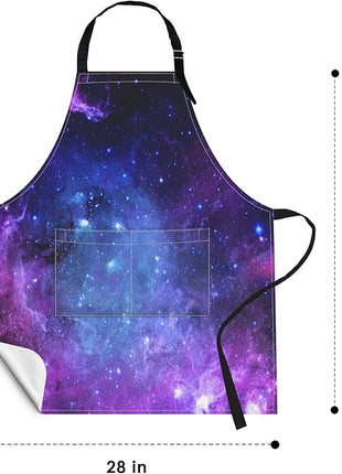 Britimes Space Purple Universe Planet Apron Home Kitchen Cooking Baking Gardening for Women Men with Pockets 32x28 inch
