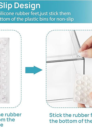 Vtopmart 4 Pack Stackable Storage Drawers, 6.6''Tall Acrylic Bathroom Makeup Organizers,Clear Plastic Drawers For Vanity, Undersink, Kitchen Cabinet,Pantry Organization and Storage