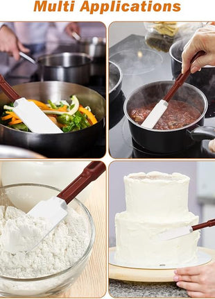 High-Temp Silicone Spatulas, 10'' Commercial Spatula 500°F Heat-Resistant Non-Stick Silicone Scraper, Set of 2 (10-Inch, NSF)