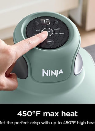 Ninja Crispi Air Fryer, Microwave, Freezer & Dishwasher Safe, Non Toxic Glass Portable Cooking System, 4 QT & 6 Cup Glass Containers with Storage Lids, Easy Meals, Air Fry, Bake, Green, FN101SG
