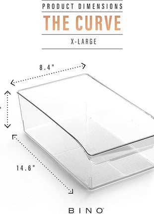 BINO | Plastic Storage Bins, X-Large | THE CURVE COLLECTION | Multi-Use Organizer Bins | Built-In Handle | BPA-Free | Pantry Organization | Home Organization | Fridge and Freezer Organizer
