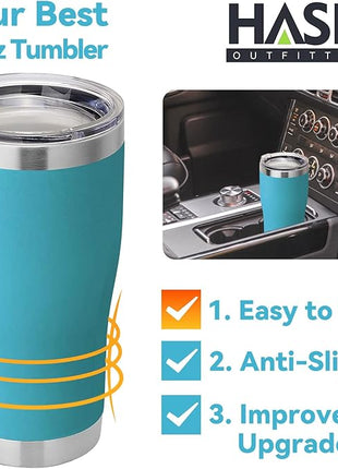 HASLE OUTFITTERS 20 oz Tumbler Bulk, Stainless Steel Tumblers with Lid, Vacuum Insulated Tumbler, Double Wall Powder Coated Cup, coffee mugs, Sky Blue, 1 Pack