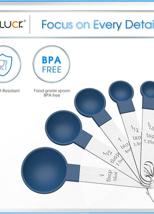 TILUCK Measuring Cups & Spoons Set, Stackable Cups and Spoons, Nesting Measure Cups with Stainless Steel Handle, Kitchen Gadgets for Cooking & Baking (Blue)