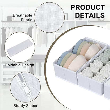 DIMJ Drawer Organizer Clothes, 15 Pack Fabric Drawer Organizer Bins, Foldable Baby Clothes Organizer & Dresser Organizer For Nursery, Clothes, Bedroom, Closet, Socks, Bra, Tie,White