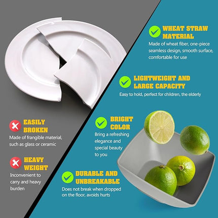 Teivio 32-piece Plastic Wheat Straw Square Dinnerware Set for 8, Unbreakable Dinner Plates, Salad Plates, Snack Bowls, Tumblers, Dishwasher Safe, Light Gray