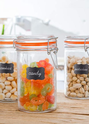 Encheng Glass Jars With Airtight Lids, 16 oz Glass Jars With Leak Proof Rubber Gasket,Wide Mouth Mason Jars With Hinged Lids For Kitchen Canisters,Glass Storage Containers 12 Pack