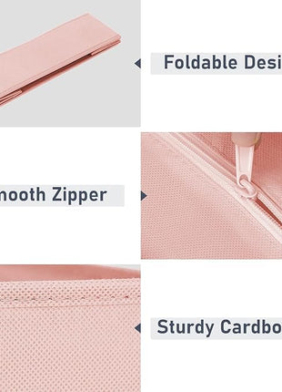 DIMJ Drawer Organizer Clothes, 24 Pack Dresser Organizer, Foldable Closet Organizers and Storage, Fabric Dresser Bins, Drawer Dividers for Nursery, Baby Clothes, Underwears, Sock (Pink)