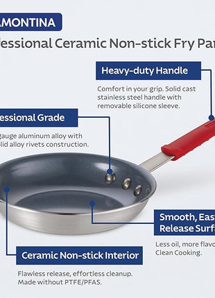 Tramontina Professional 10-Inch Ceramic Non Stick Frying Pan, Heavy-Gauge Aluminum Skillet with Nonstick Coating, Dishwasher and Oven Safe, Gray