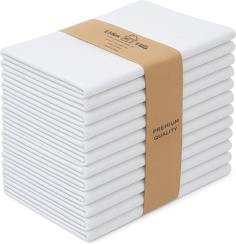 Urban Villa Flour Sack Kitchen Towels (27x27 Inches 12 Pack) Extra Large Premium White DishTowels 100% Cotton Flour Sack Kitchen Towels for Embroidery, DIY Projects, Cloth Diapers, Cheese Strainers