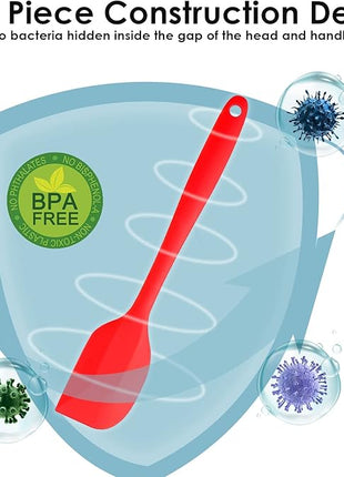 Silicone Spatula Set 2 Pcs Heat Resistant Rubber Spatula for Non-stick Cookware BPA Free (Red)