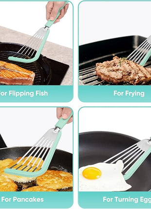 Nonstick Fish Spatula,Maywe Tanso Thin Slotted Spatulas Turner Silicone Fish Spatulas for Nonstick Cookware,High Heat Resistant BPA Free Cooking Utensils,Ideal for Fish,Eggs,Pancakes