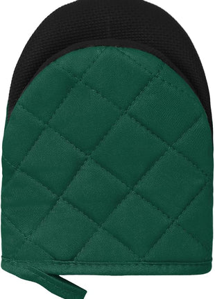 1 Pair Short Oven Mitts, Heat Resistant Silicone Kitchen Mini Oven Mitts for 500 Degrees, Non-Slip Grip Surfaces and Hanging Loop Gloves, Baking Grilling Barbecue Microwave Machine Washable