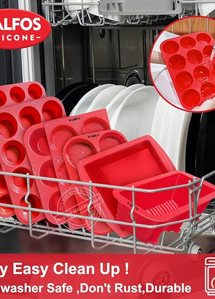 Walfos Mini Silicone Brownie Pan - 2 Piece 6-Cavity Non-stick Square Baking Pan, Perfect for Mini Brownies, Cornbread, Muffin and Cakes, BPA Free and Dishwasher Safe