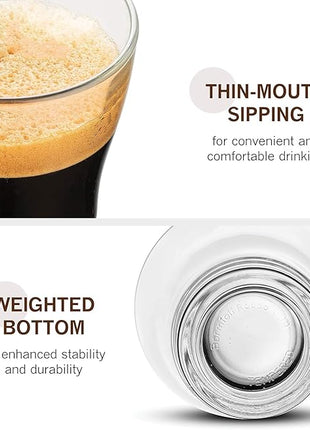 Bormioli Rocco Oslo 7.5 oz. Cappuccino Tempered Glass Cup with Removable Stainless Steel Handle for Coffee, Tea, Lattes, and Hot Drinks, Set of 4