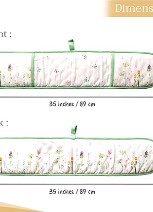 Maison d' Hermine Double Oven Mitts 100% Cotton 7"x35" Double Oven Mitt Heat Resistant BBQ Cooking Gloves with Loop, Baking, Grilling, Home, Kitchen, Handling Hot Pans Spring Summer (Botanical Fresh)