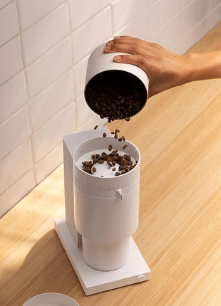 Fellow Opus Conical Burr Coffee Grinder - Espresso Grinder with 41 Settings for Espresso, Drip, French Press, & Cold Brew - Matte White