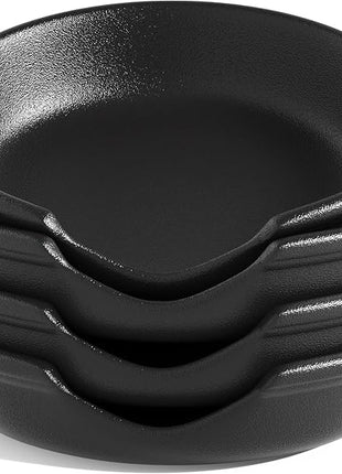 LE TAUCI Ceramic Spoon Rest, 4.8 Inch Spoon Rest for Stove Top, Spoon Holder for Kitchen Counter, Coffee Spoon rest, Utensil Rest for Cooking, Set of 4, Crude Black