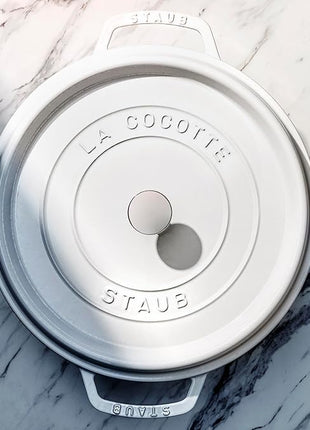 STAUB Cast Iron Dutch Oven 4-qt Round Cocotte, Made in France, Serves 3-4, White