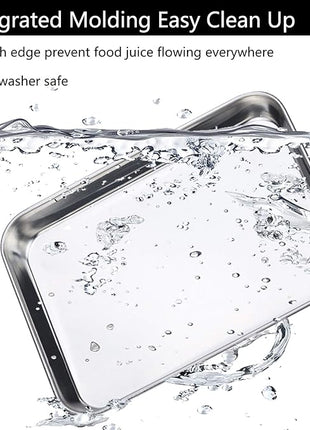 Baking Sheet Set of 5, Bastwe 18 inch Commercial Grade Stainless Steel Baking Pan, Professional Bakeware Oven Tray, Healthy & Non-toxic, Rust Free & Mirror Finish, Easy Clean & Dishwasher Safe