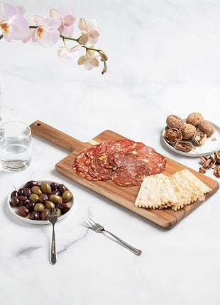 Villa Acacia Wooden Cutting Board - 17 x 7 Inch Wood Board Serving Tray for Bread and Cheese with Handle - Decorative Charcuterie Boards for New Home, Wedding Gift