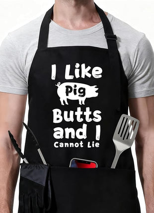 ZOORON Funny Black Chef Aprons for Men Adjustable BBQ Grill Kitchen Cooking Aprons with Pockets, Grill Accessories