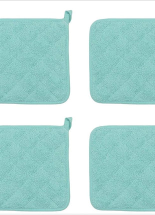 Cotton Pot Holders Cotton Made Machine Washable Heat Resistant Everyday Kitchen Basic Terry Pot Holder, Hot Pads, Trivet for Cooking and Baking Set of 4 (Sky Blue)