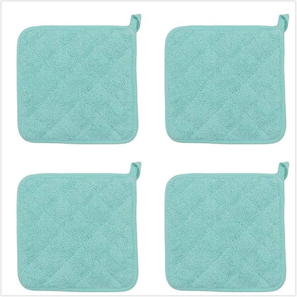 Cotton Pot Holders Cotton Made Machine Washable Heat Resistant Everyday Kitchen Basic Terry Pot Holder, Hot Pads, Trivet for Cooking and Baking Set of 4 (Sky Blue)