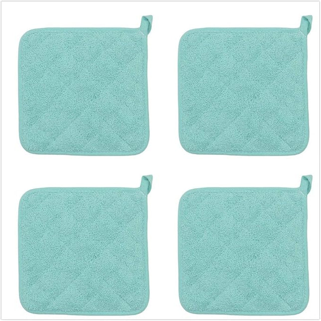 Cotton Pot Holders Cotton Made Machine Washable Heat Resistant Everyday Kitchen Basic Terry Pot Holder, Hot Pads, Trivet for Cooking and Baking Set of 4 (Sky Blue)