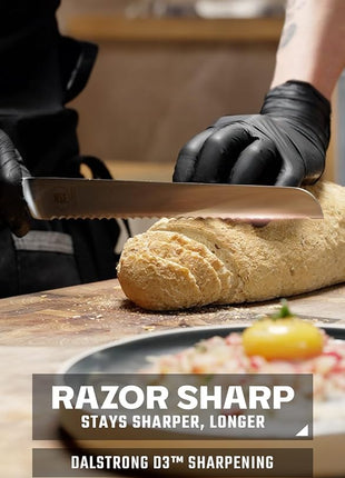 Dalstrong Serrated Bread Knife - 10 inch - Gladiator Series Elite - Forged High-Carbon German Steel - G10 Handle Kitchen Knife - Sheath Included - Razor Sharp Slicer - Slicing Knife - NSF Certified