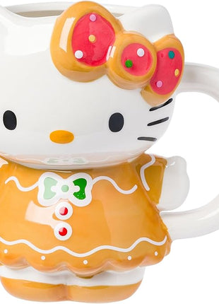 Silver Buffalo Sanrio Hello Kitty Gingerbread Dress 3D Sculpted Ceramic Mug, 20 Ounces