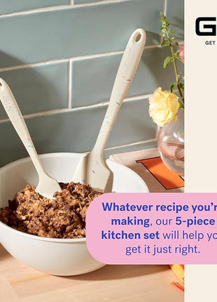 GIR: Get It Right 5 Piece Silicone Ultimate Kitchen Utensils Set - Ladle, Spatula, Flip, Spoon & Spoonula - Non-Toxic Cooking Utensils for Nonstick Cookware, Cooking and Baking - Studio White