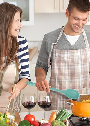 3 Pcs Silicone Spoons Set of 7.9 10.6 14.2 inch for Cooking, Heat Resistant Kitchen Spoons for Mixing, Stirring, and Serving, Small to Large Non Stick (Green)