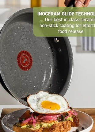 T-Fal Preserve Ceramic Non stick Frying Pan Skillet 12-inch, Oven Broiler Safe up to 350°F, Cookware, InoCeram Glide Technology, Frying Pan, Skillet Pots & Pans, Black
