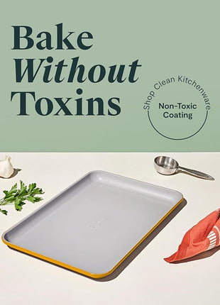 Caraway Non-Stick Ceramic Medium Baking Sheet - Naturally Slick Ceramic Coating - Non-Toxic, PTFE & PFOA Free - Perfect for Baking, Roasting, and More - Medium (15" x 10") - Marigold