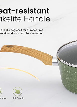 Kitchen Academy Pots and Pans Set Nonstick, 30 Pieces Induction Kitchen Cookware and Bakeware Sets, Green Granite Coating Cooking Pans Set