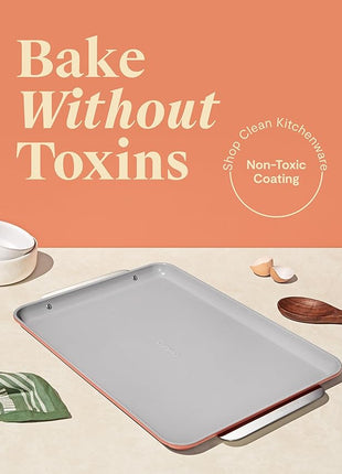 Caraway Non-Stick Ceramic Large Baking Sheet Duo - Naturally Slick Ceramic Coating - Non-Toxic, PTFE & PFOA Free - Perfect for Baking, Roasting, and More - Large (18" x 13") - Perracotta